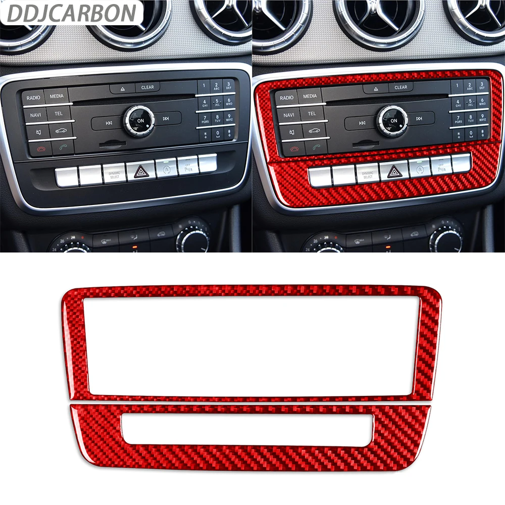 Carbon Fiber Radio Emergency Light Button Panel Cover Car Interior Accessories Sticker For Benz CLA C117 14-18 GLA X156 15-19