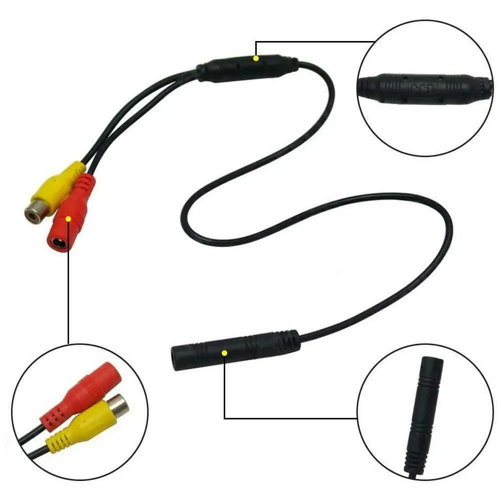 Car Backup Reverse Camera 4-Pin Male To CVBS RCA Female Connector Wire Harness Back Up Camera Wire Male To Female Connector Cord