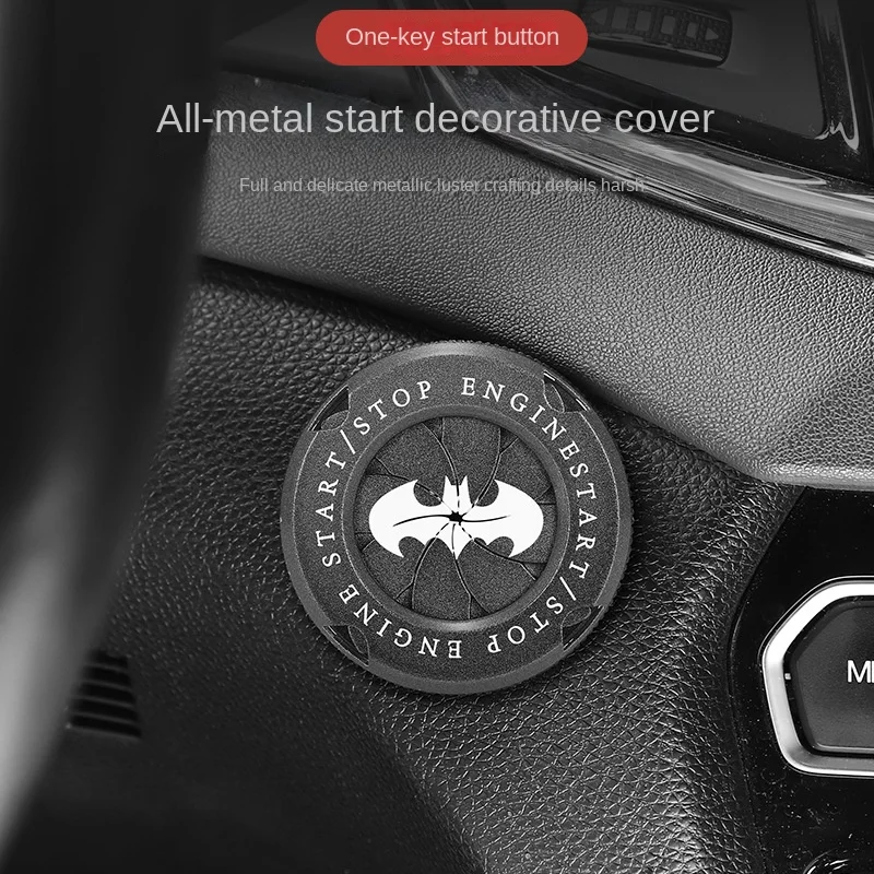 Car Interior Decor Bat Engine Ignition Start Switch Rotate Cover Onekey Stop Button Cover Auto Personality sticker Accessories