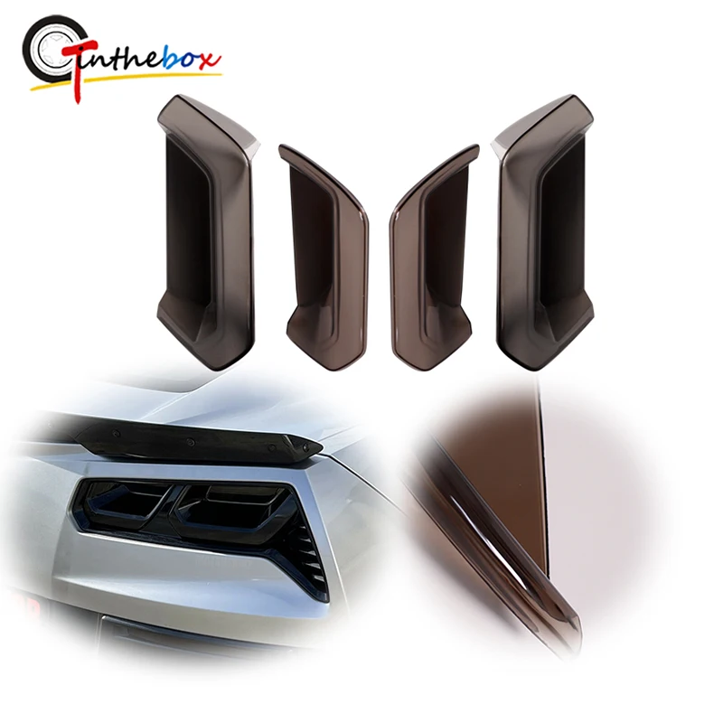 Gtinthebox 4PCS Molded Smoked Acrylic Lens Car Rear Tail Light Blackout Covers Kit For 2014-2019 Corvette C7 Car Accessories