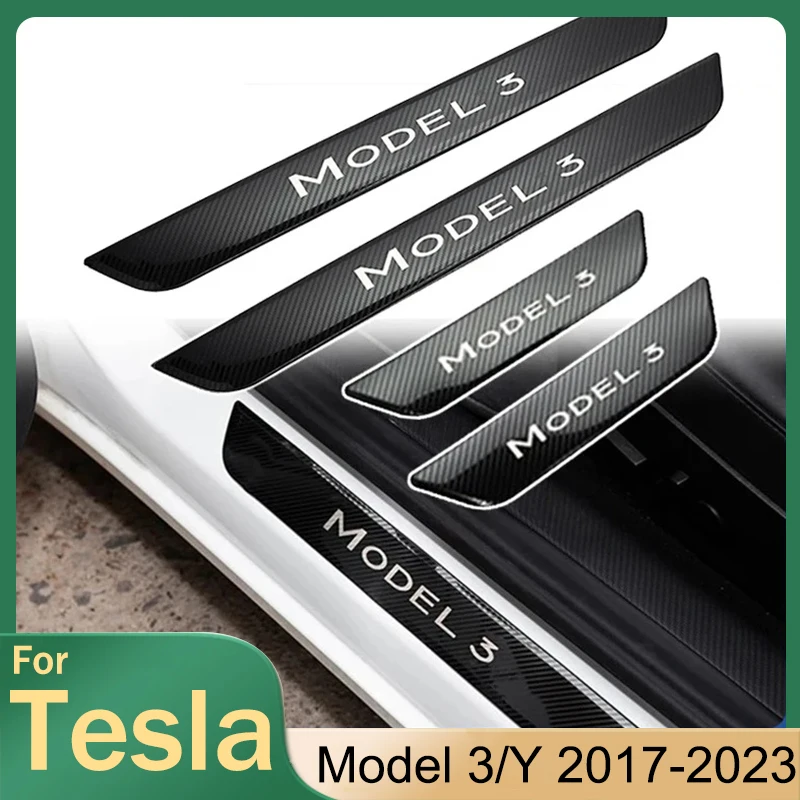 Pedal Protection Strip For Tesla Model Y 3 2017-2023 Accessories Nerf Bars Running Boards Stickers Door Sill Decoration Cover