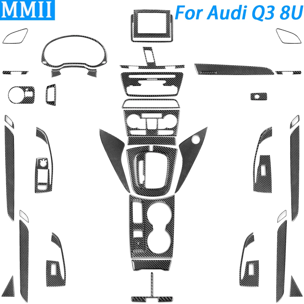 For Audi Q3 2015 2016 2017 2018 Carbon Fiber Interior Sticker Dashboard Center Console Gear Shift Panel Styling Car Accessories