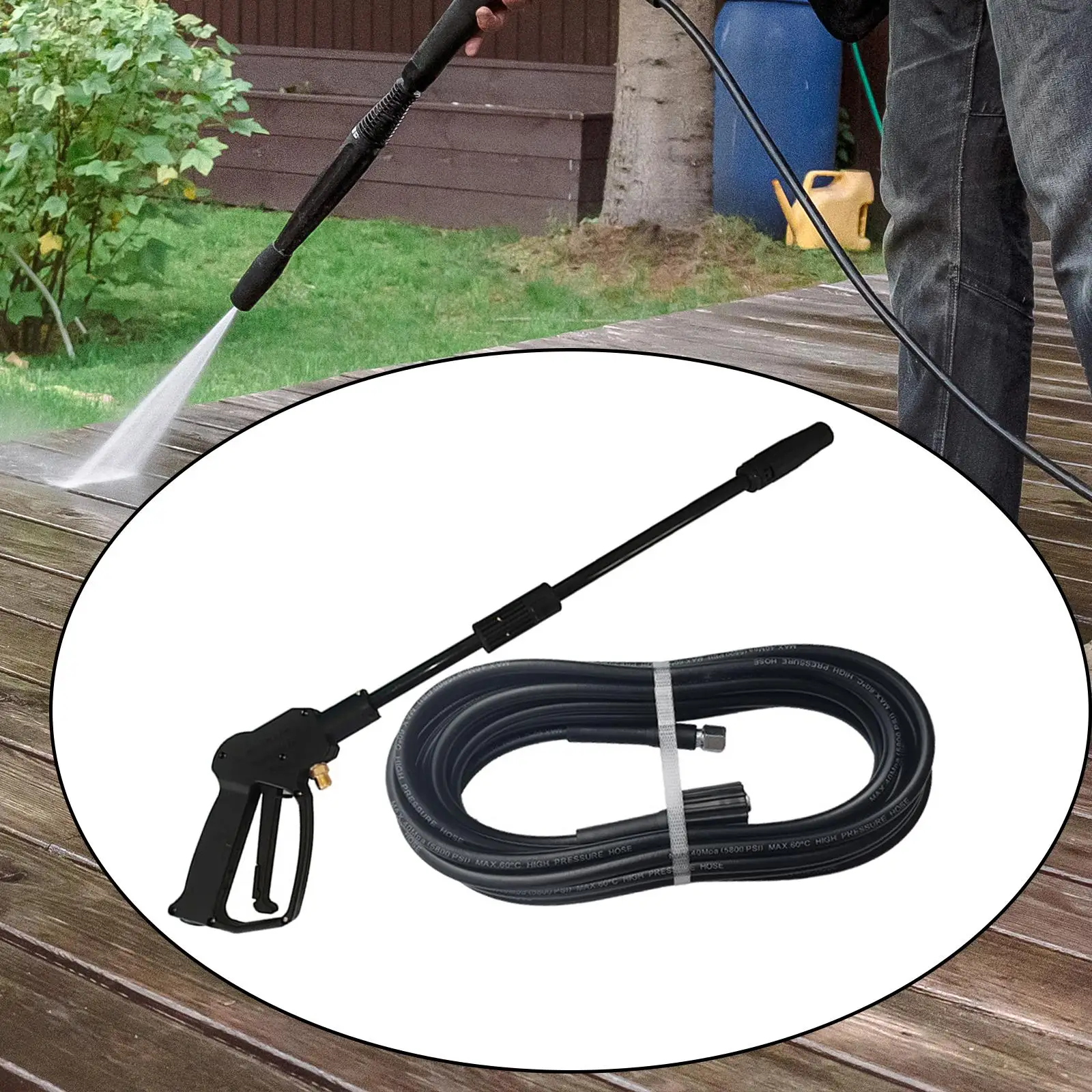 Pressure Washer Sprayer Comfortable Grip Easy Installation Accessories with Extension Wand for Yard Household Cleaning Watering