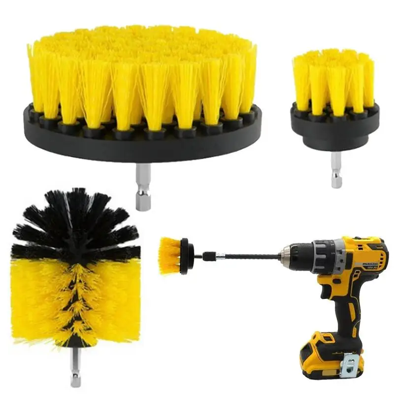 3Pcs Drill Scrub Brush Grout Cleaning Drill Brush Attachment Set Power Scrubber Wash Cleaning Brushes Tool Kit With Extension