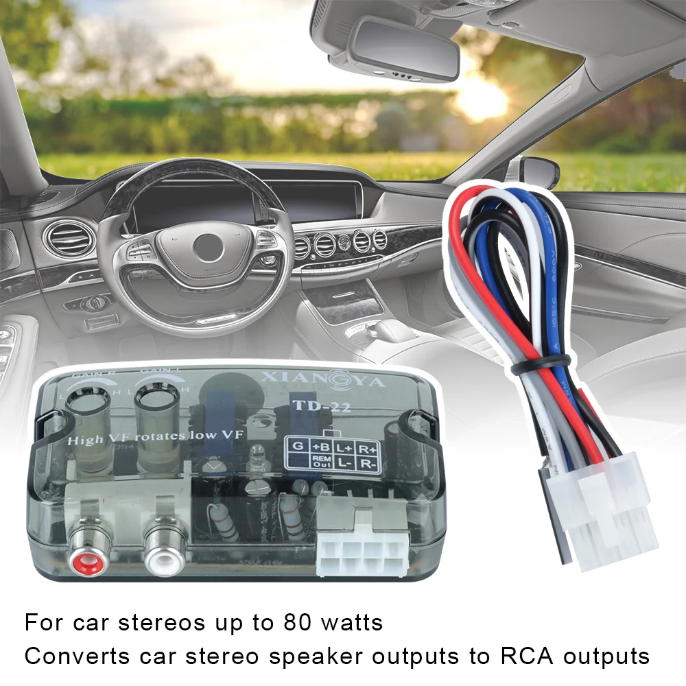 12V Car Radio RCA Cable Adapter High To Low VF Output Audio Stereo Converter Auto Speaker Level Accessories Cartronics Universal