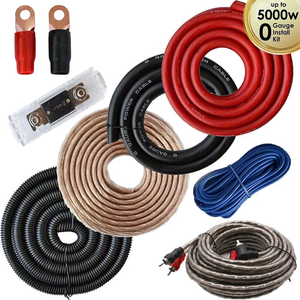 5000 Watts 0 AWG Guage Complete Car Audio Amp Amplifier Cable Wire Sub Subwoofer AMP RCA Power Cable Sub Wiring Install Kit