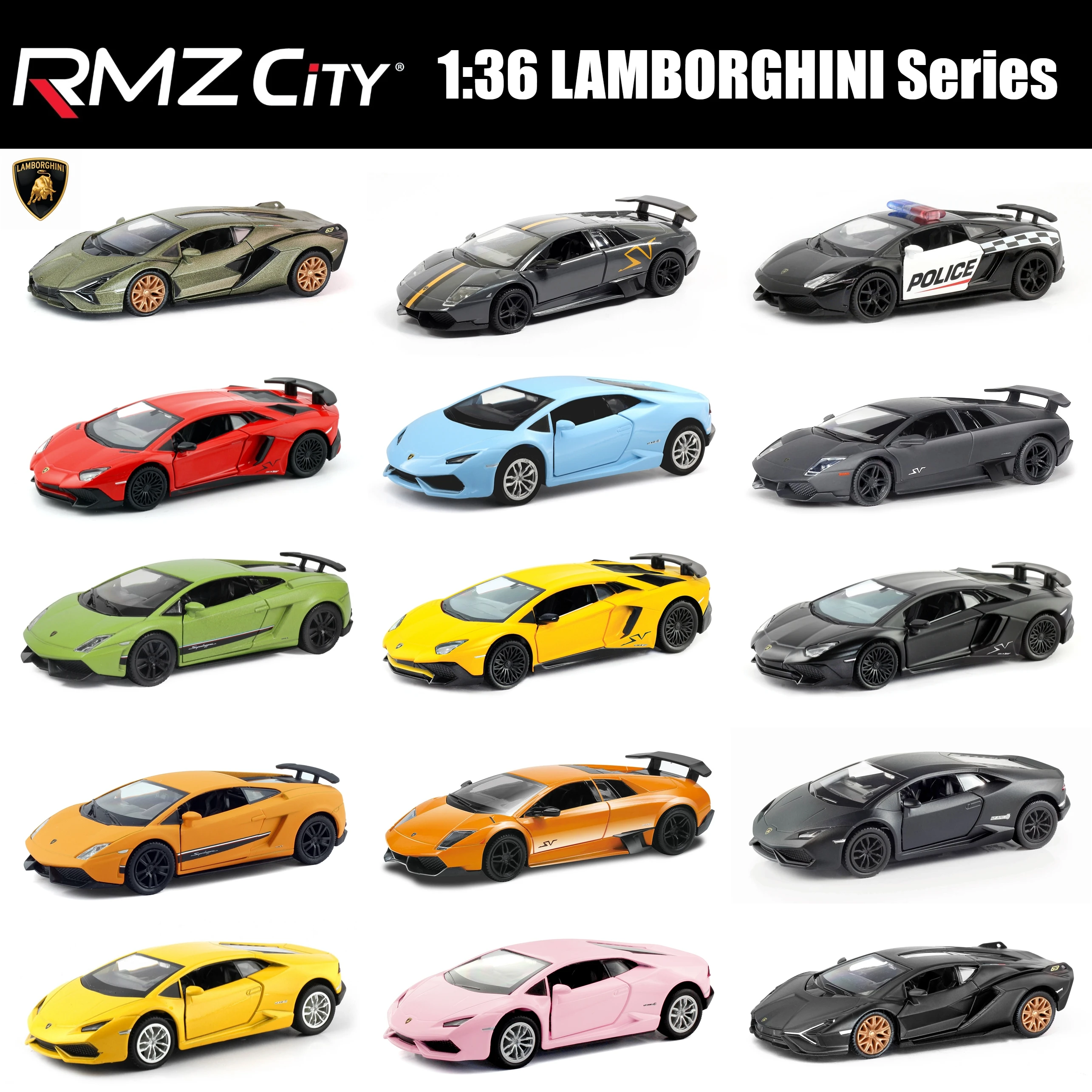 1/36 Lamborghini LP670 LP570 LP750 Sina Racing Toy Car Model RMZ CiTY Diecast Miniature Pull Back Free Wheels Gift For Children