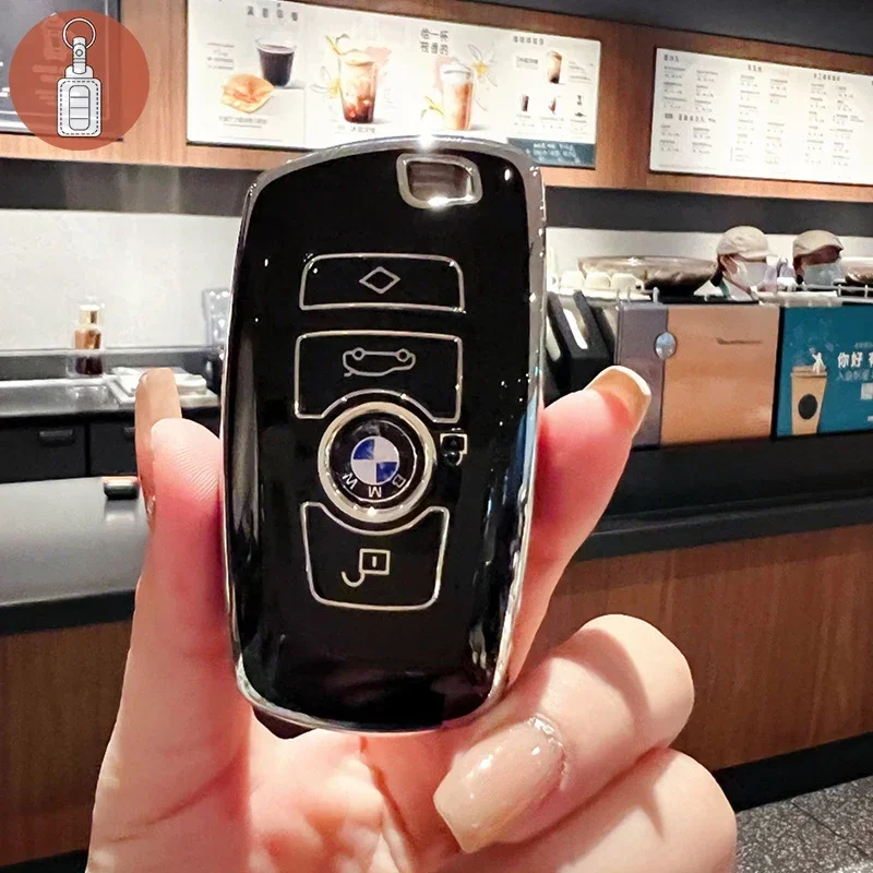 TPU Car Key Case Cover Pouch Fob Holder Keychain Accessories for BMW Series 5 F30 F10 F18 X3 X4 F06 F02 M3 M5 Keyring