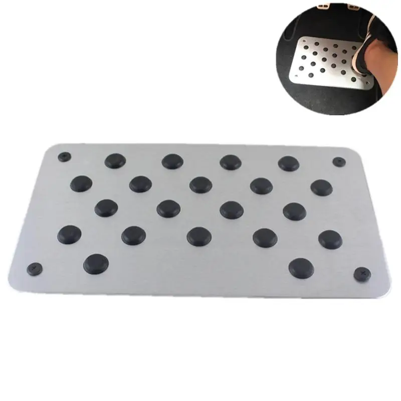 28*16Cm Car Floor Carpet Mat Patch Heel Scuff Plate Aluminum Foot Rest Pedal Pad Anti Slip Carpets Pedals Automotive Products