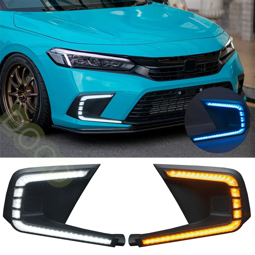 Led DRL Running Daytime Lights For Honda Civic 11th Gen Sedan Led Fog Lights Lamps with Turn Signal Lights 2023 2024 2025