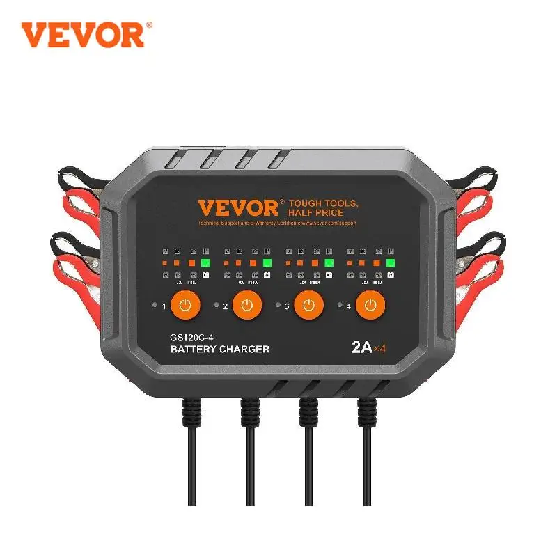 VEVOR Smart Battery Charger 8-Amp LiFePO4 (AGM/Gel/SLA) Fully-Automatic Charger Maintainer Desulfator for Boat Car Use