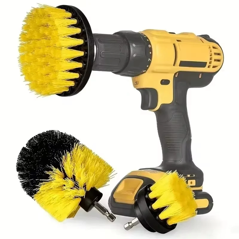 3pcs/Set Drill Brush Attachment Set Power Scrubber Brush With Drill Scrub Brush For Showers Tubs Tile Grout Carpet Cleaning
