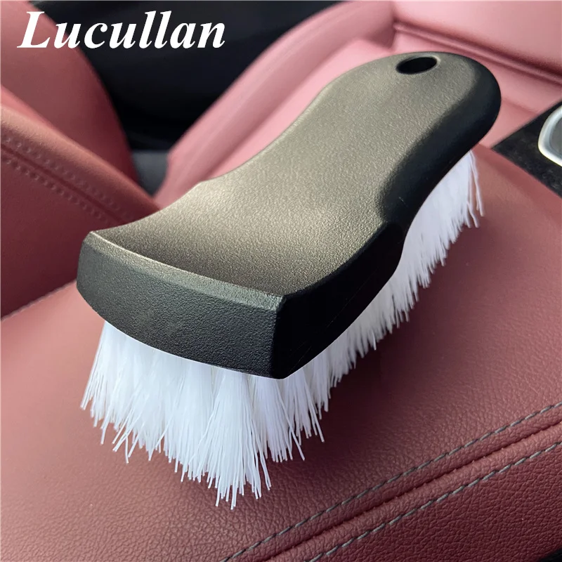 Lucullan White Stiff Hair Car Detailing Brushes For Car Frame Upholstery Carpet Tires Dirt Remove Cleaning Tools