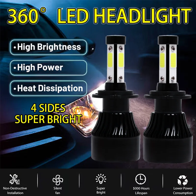 GICOO 360 Super Bright Led Headlight For Car Truck Offroad H1 H3 H4 H7 H11 H13 Auto Lighting Bulbs 9005 9006 9012 5202 H16