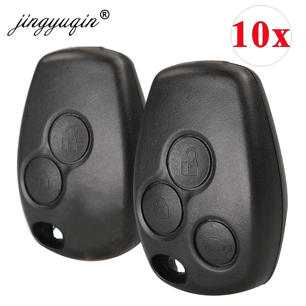 jingyuqin 10pcs  Button Remote Key Shell Case For Renault Espace Laguna Duster Logan DACIA Sandero Clio Kangoo Nissan No Blade