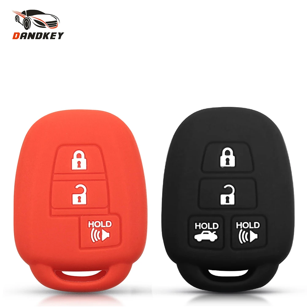 Dandkey Silicone Rubber Car Key Case Protector Cover For Toyota CAMRY 2012 2013 2014 2015 Corolla 2014 2015 Fob 3/4 Buttons
