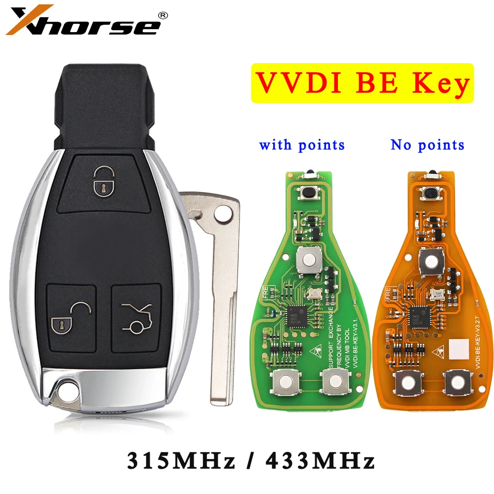 Original XHORSE VVDI BE Key Pro V3.1 PCB Smart Remote Key Shell with Chip 315/433mhz for -MB Improved Version