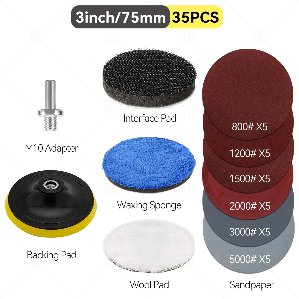 Car Detailing Headlight Restoration Kit Wool Pad Waxing Sponge Interface Pad For Auto Light Sanding Polishing Washing Cleaning