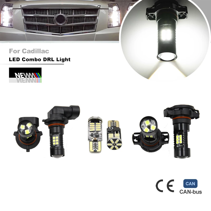 6PCs White LED Fog Driving DRL Light Bulbs Combo For Cadillac Escalade 2007-2014 Error Free