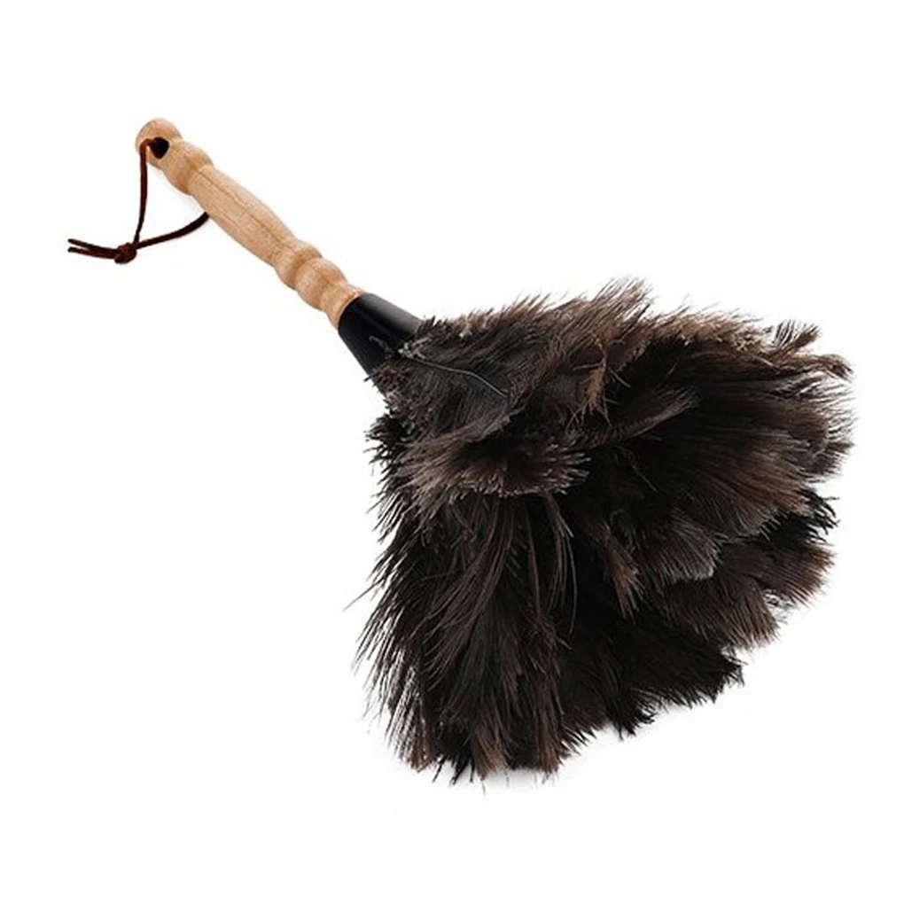 Artificial Feather Duster Cleaning Brush Anti-static Wooden Handle Household Dust Brush
