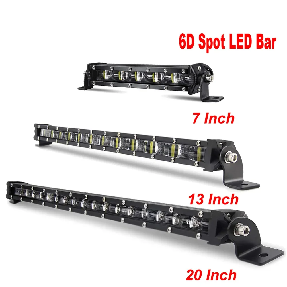 8D 8" 12V 24V Spotlight LED Light Bar Offroad Slim Barra LED Work Light Bar for Truck Atv Car Driving Fog Light Accessories 4x4
