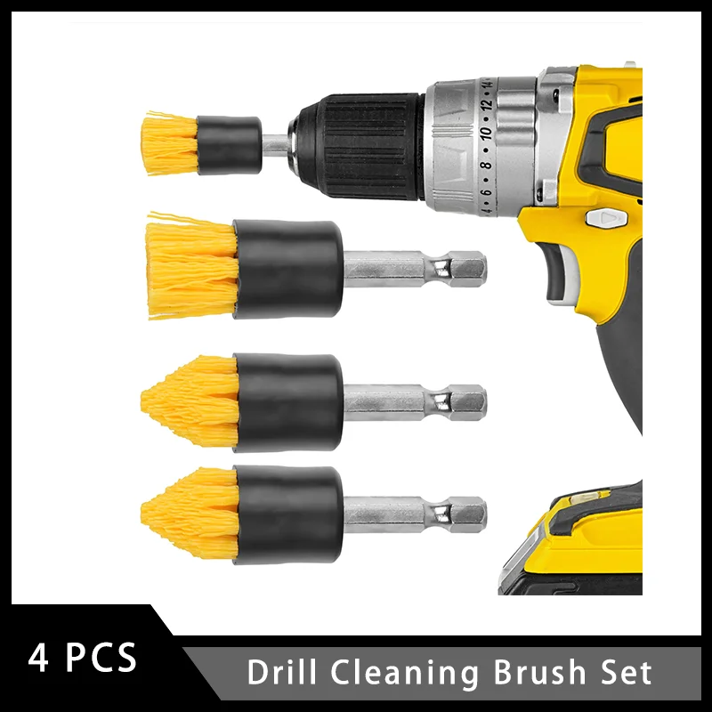 4 Pcs Drill Cleaning Brush Set  Attachment Set Tile & Grout for Removing Grime on Every Surface in Your Home Deep Cleaning
