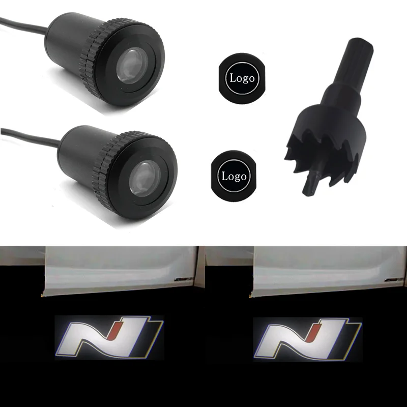 2Pcs Car Door LED Light Welcome Projector Logo For N Emblem i30 i20 Sonata Accent Accessories Courtesy Ghost Shadow Lights