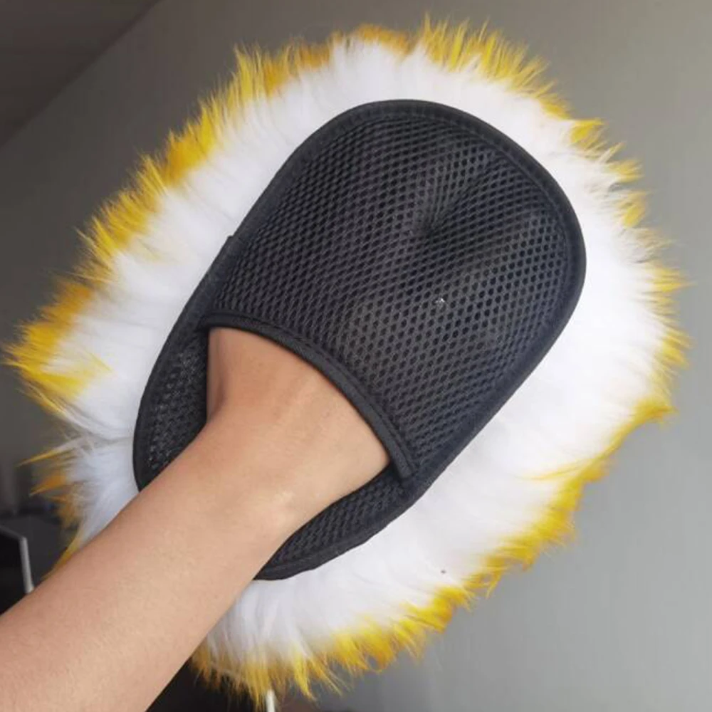 Long wool cleaning gloves Dust removal wool gloves Feather duster Car interior soft fur cleaning gloves