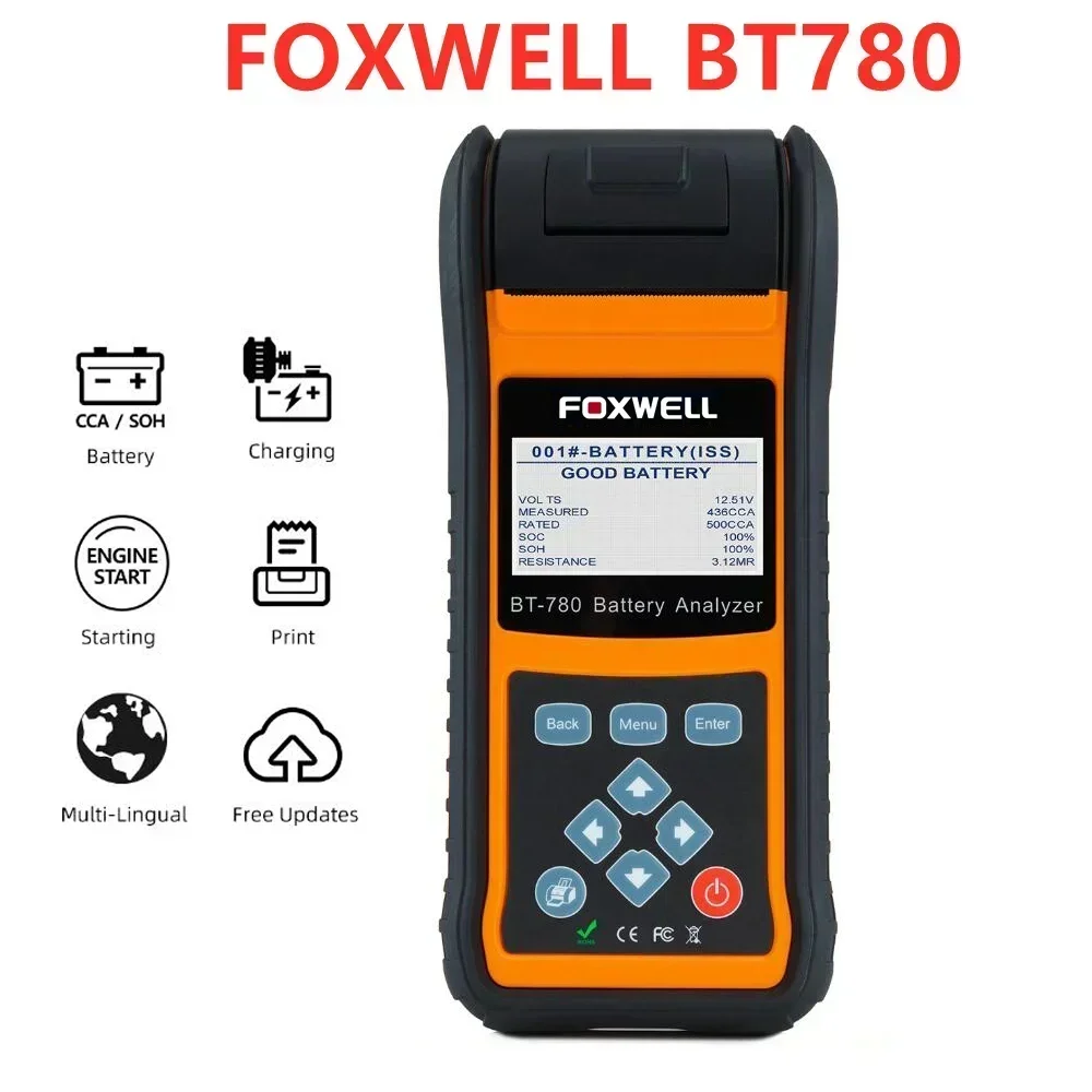 A+ FOXWELL BT780 12V Battery Tester 0-1000A Car AGM GEL EBP Batteries Analyzer Built-in Printer car accessories battery monitor