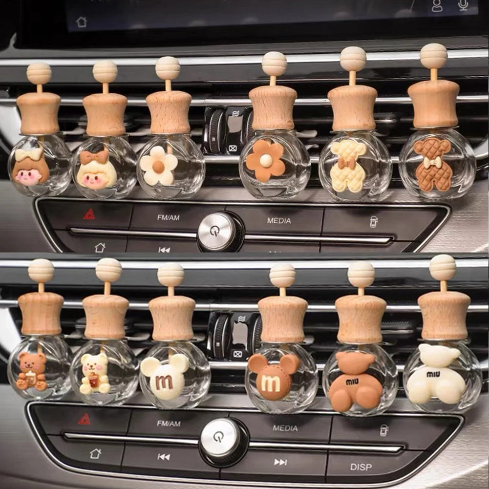 Car Perfume Bottle Perfume Pendant Air Freshener Hanging Glass Bottle Auto Ornament Essential Oils Diffuser Fragrance Ornament