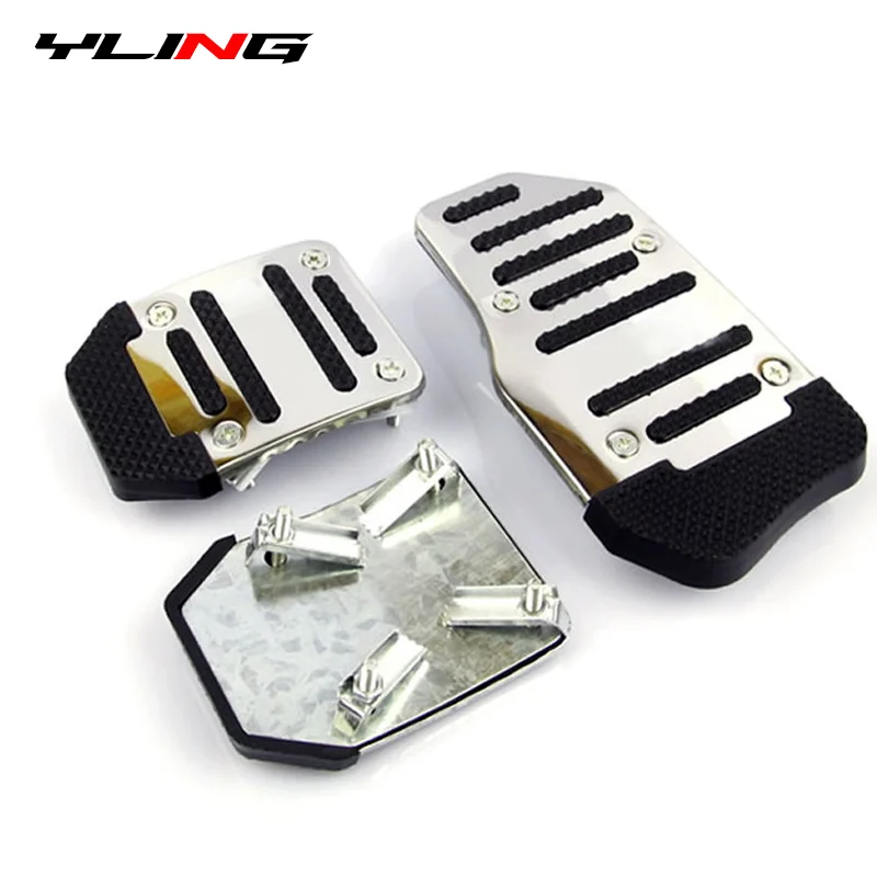 Racing Car Sports Metal Manual Automatic And Clutch Gas Brake Foot Mat Set Nonslip Pedal Pads Cover Universal Accessories