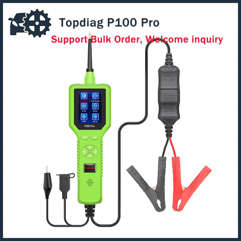 TopDiag P100 Pro OBD2 Scanner Automotriz 9V~30V Power Probe Circuit Tester Electrical System Analyzer for Cars and Trucks