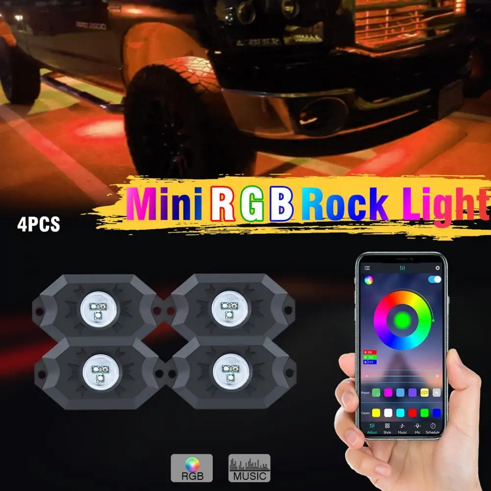 4 in 1 RGB Bluetooth APP Control Car Chassis Lights Colorful Flexible Strip LED Underbody Decorative Atmosphere Ambient Lamp