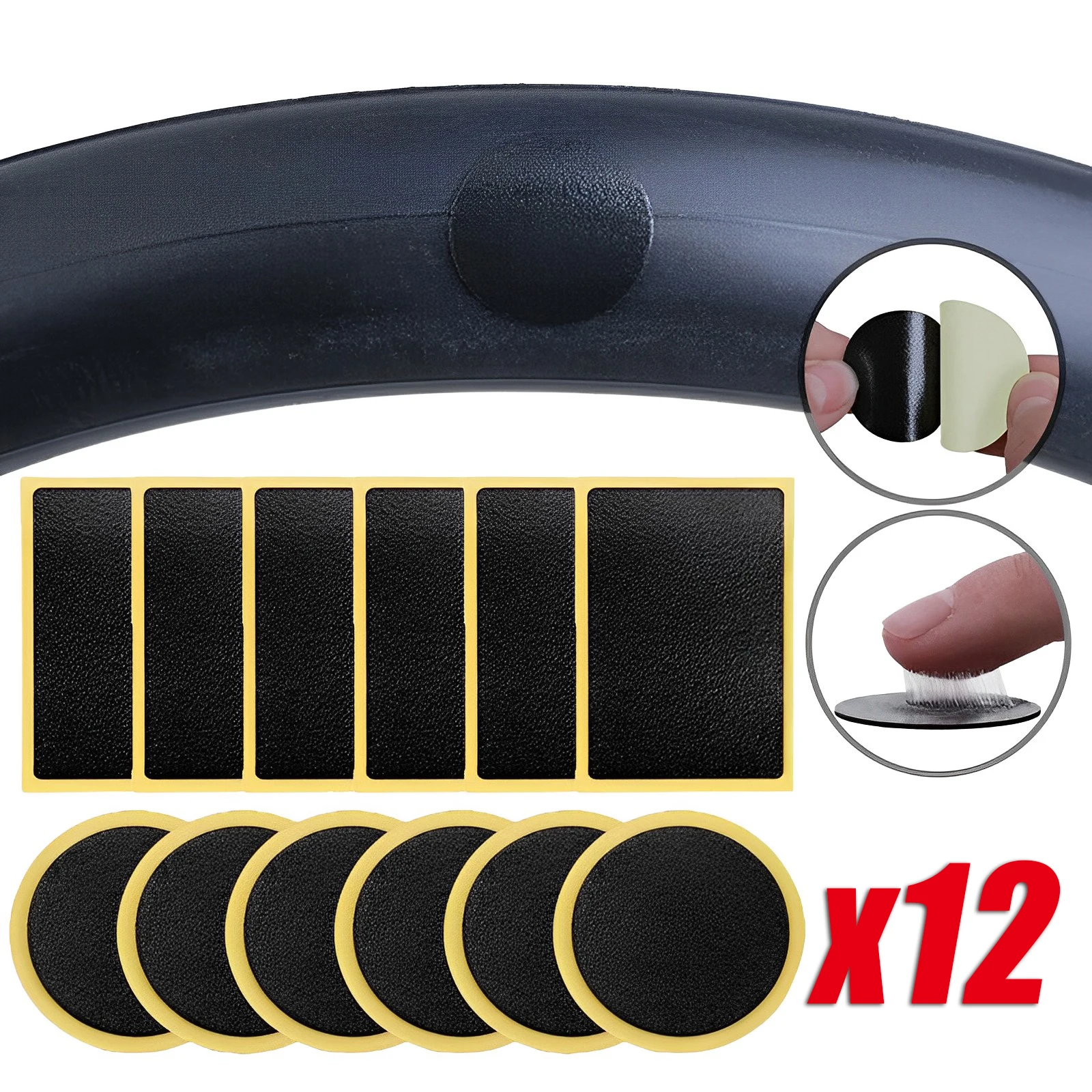 12Pcs Tire Repair Patches Car Motorcycle Bike Tire Repair Tools Glue-free Protection Adhesive Quick Drying Bicycle Tyre Patch