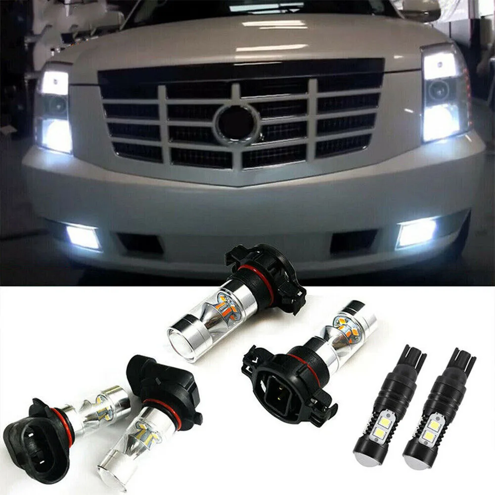 6x White LED For Cadillac 2007-14 Fog Driving DRL Light Bulbs Combo Kit For Ford F-150 For RAM Replacement Bulb Combinations