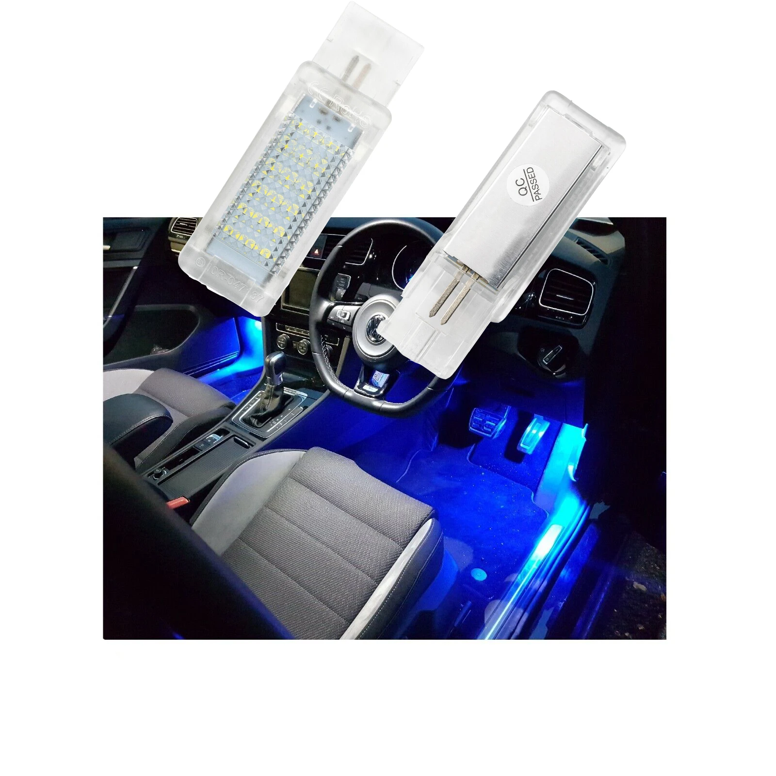 2PCS For VW Golf MK7 7.5 GTD GTI R LED VW BLUE Footwell Door Interior Light Floor Door Puddle Decorative Lamp Auto Accessories
