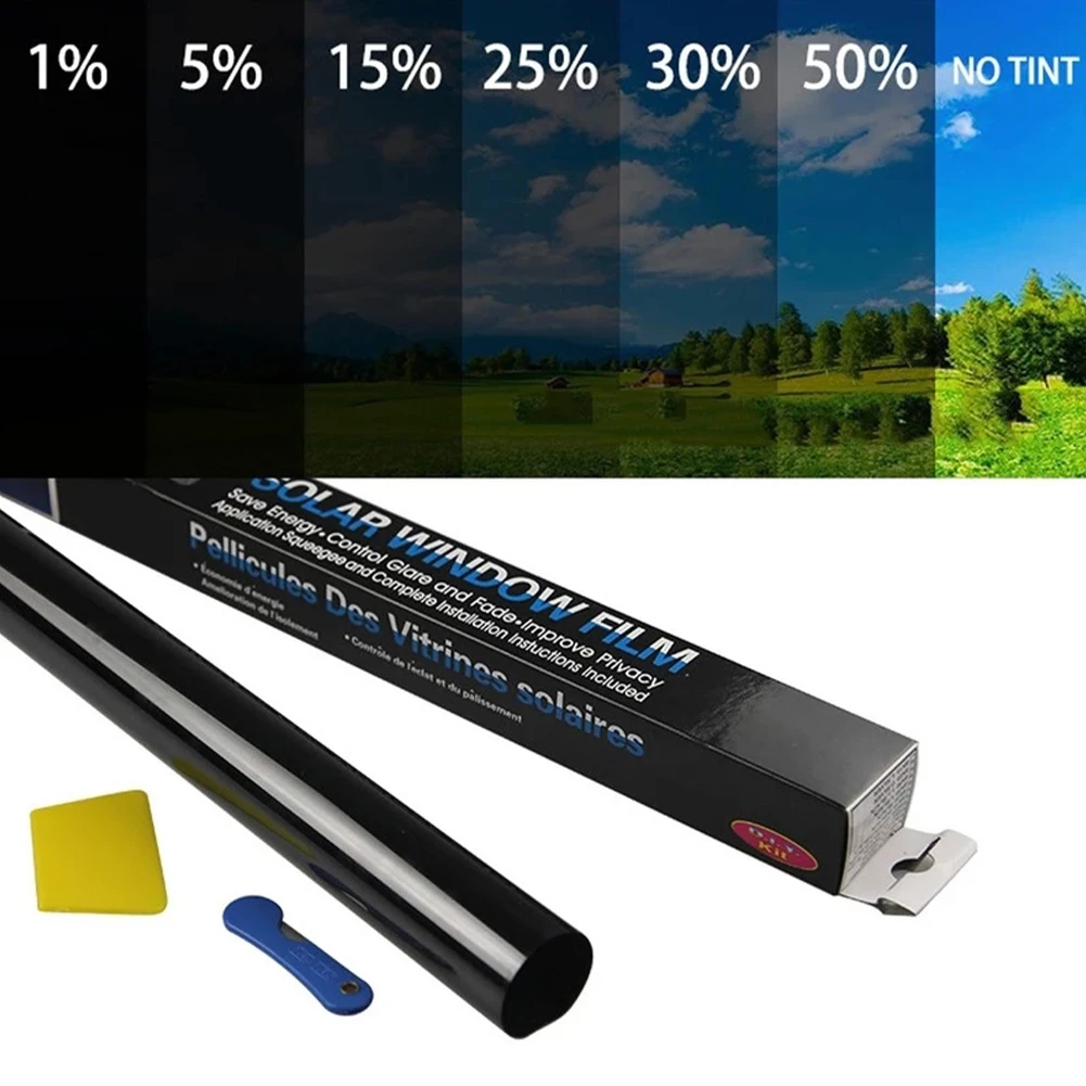 50x300cm Black Car Window Flim Privacy Sun Blocking Anti UV Window Tint Opaque Window Film Sticker for Car Bedroom Restroom