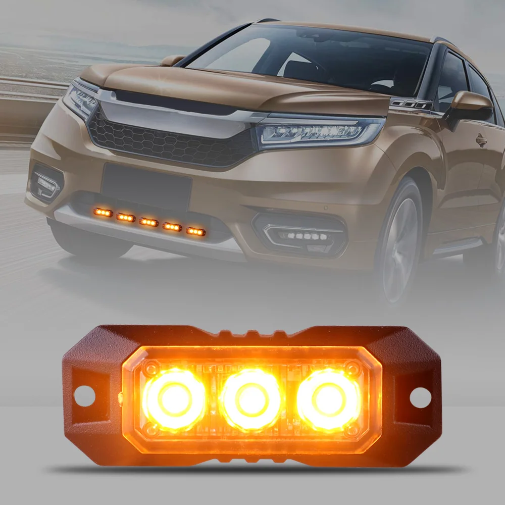 1PCS 3LED Strobe Warning Grille Flashing Light Emergency Truck Universal Led Lights Tools Car Beacon Security Signal Lamp 12-24V