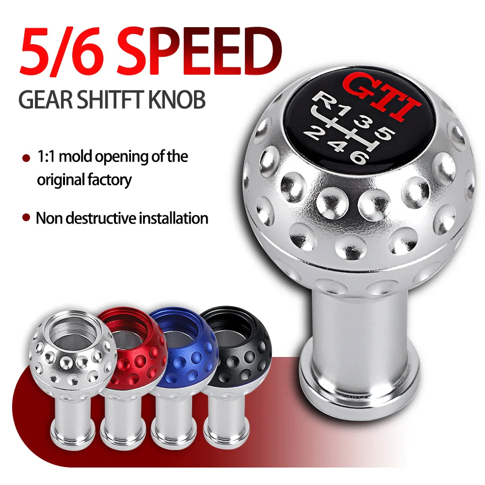 5/6 Speed  Gear Shift Knob Car Manual Trans Stick Head Knob Aluminum With M8 M10 M12 Adapter for VW GTI Jetta Golf 5