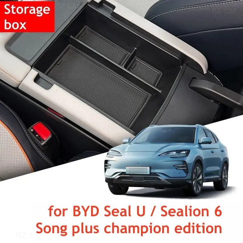 Armrest Storage Box Cup Holder for BYD Seal U Sealion 6 Song Plus Champion Edition 2023 2024 Car Interior Accessories