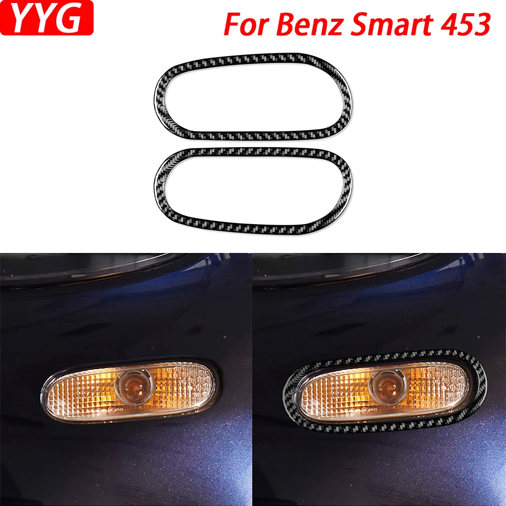 For Mercedes Benz Smart 453 Fortwo 16-21 Carbon Fiber Front Fog Light Panel Decorative Strip Car Decoration Accessories Sticker