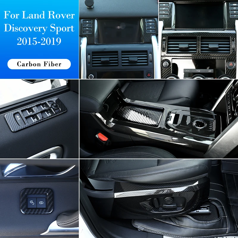 Car Interior Carbon Fiber Style Modified Stickers For Land Rover Discovery Sport 2015-2019 Auto Gear Shift Panel Cover Accessory