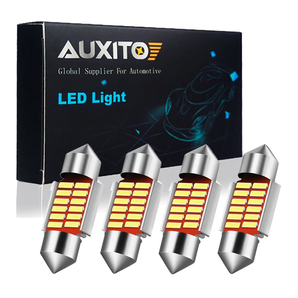 AUXITO 4Pcs Canbus C5W LED 31mm Festoon 36mm Bulb Car Interior Lighting Dome Map Glove Box Trunk License Plate Light White 6000K