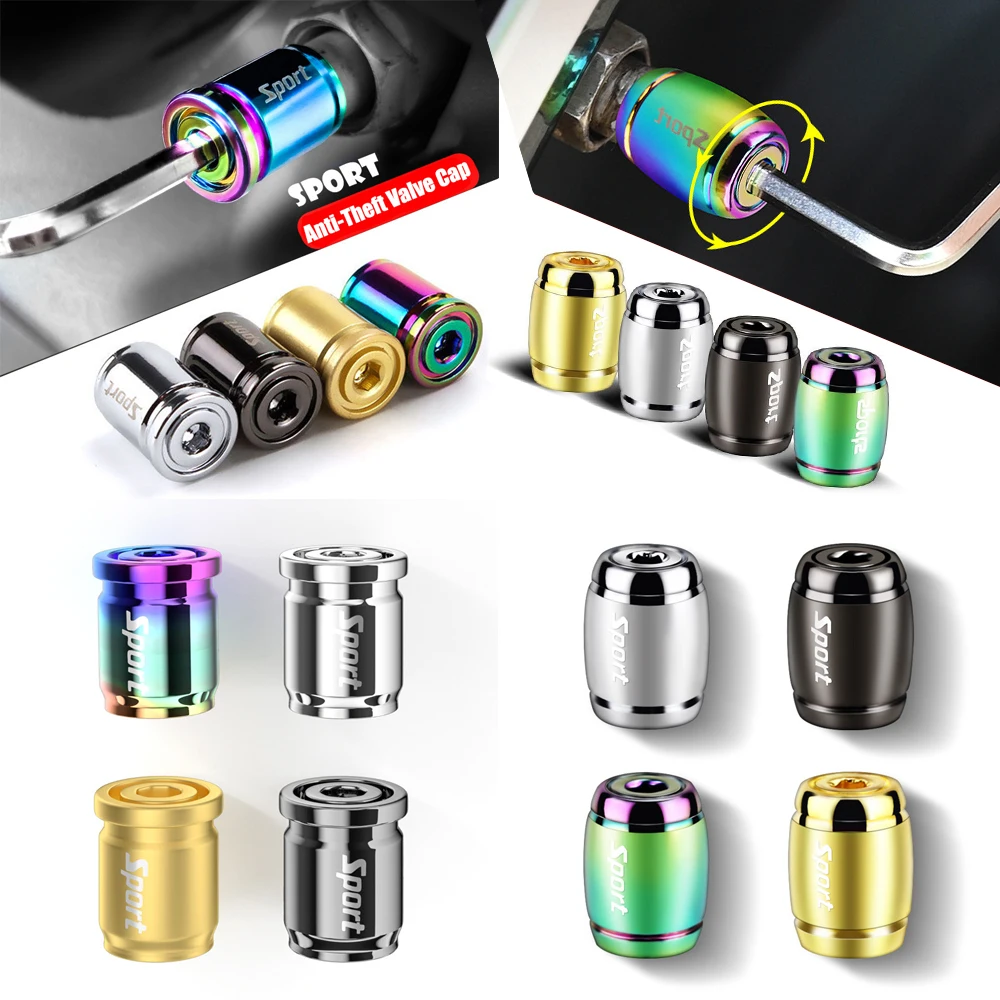 Anti Theft Tire Valve Caps Sport Style Valve Stem Covers Dust Proof Caps for Wheels Decorative Tyre Zinc Alloy Auto Accessories