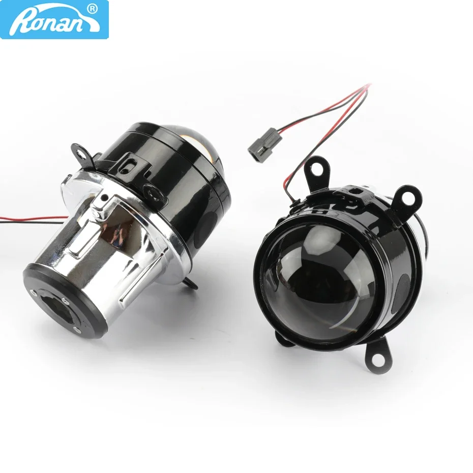 RONAN 2.5' Universal Fog Lights Lens Bi Xenon Projector H8 H9 H11 Metal Bifocal Driving Waterproof Front Bumper Lamp Retrofit