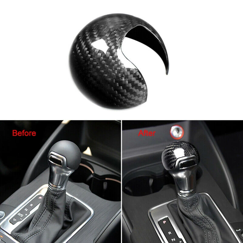 Carbon Fiber Pattern Gear Shift Knob Handle Trim Cover Sticker Fit For Audi A3 S3 2014 2015 2016 2017 2018 Car Accessories