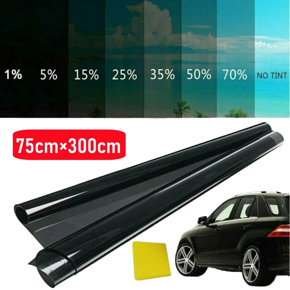 30inch VLT Window Tint 76cmX3m Wide Solar Protection Sheets Tinted Film Car Window Sunshade Dark Glass Film Nano Ceramic Shading