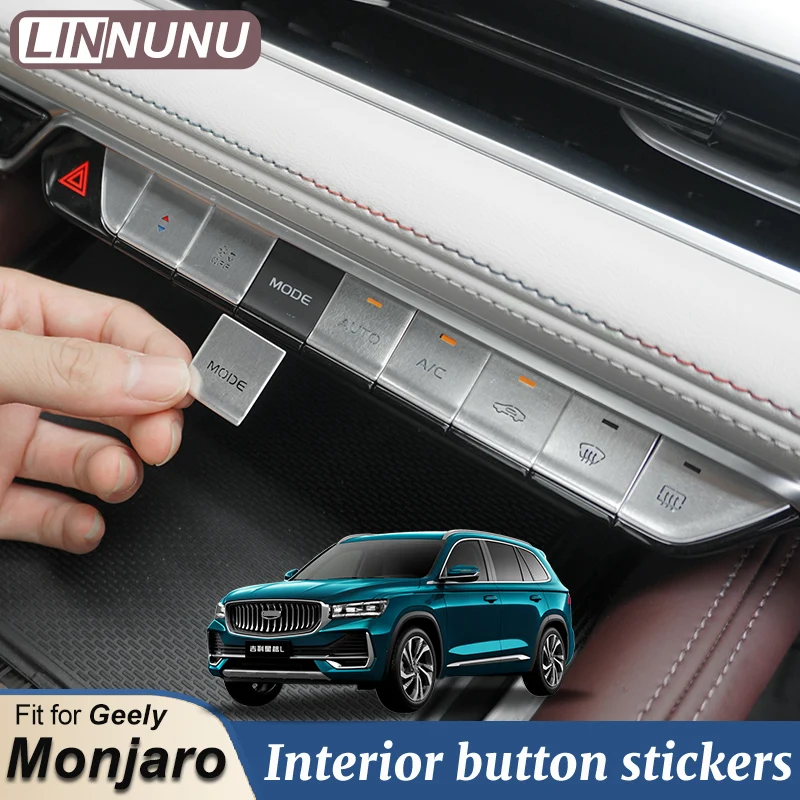 LINNUNU Fit for Geely Monjaro Car Central Control Navigation Start Button Metal Stickers Auto Accessories XingyueL 2021-2023