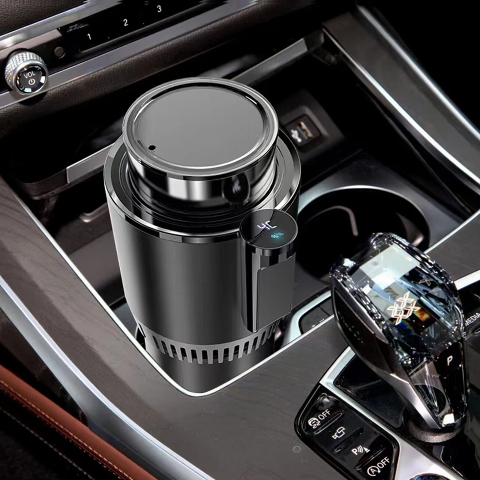 Smart Car Heating Cup Car Heated Mug Electric Coffee Milk Cup Beverage Mug Temperature Display for Auto Business Travel