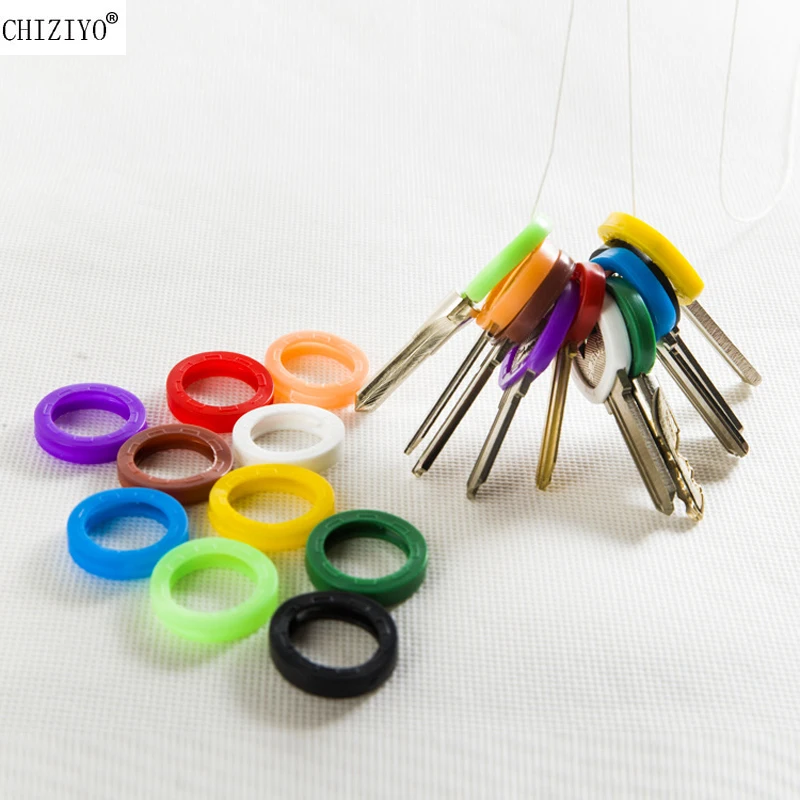 CHIZIYO Newest 10pcs Bright Colors Hollow Silicone Key Cap Covers Topper Keyring Key Rings Car House Key Case